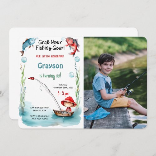 6th Birthday Fishing Photo Invitation