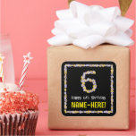 [ Thumbnail: 6th Birthday: Floral Flowers Number, Custom Name Sticker ]