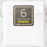 [ Thumbnail: 6th Birthday: Floral Number, Faux Wood Look, Name Sticker ]