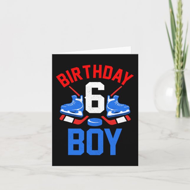 6th Birthday  For Girls Boys 6 Yrs Old Ice Hockey  Card (Front)