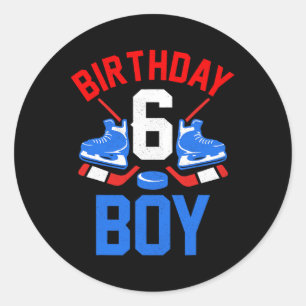 6th Birthday  For Girls Boys 6 Yrs Old Ice Hockey  Classic Round Sticker