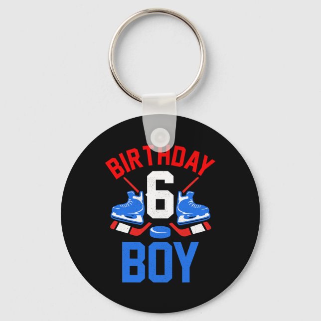6th Birthday  For Girls Boys 6 Yrs Old Ice Hockey  Keychain (Front)