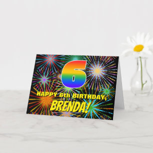 6th Birthday: Fun, Colorful Celebratory Fireworks Card