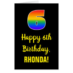 6th Birthday: Fun, Colorful, Happy, Rainbow # 6 Card