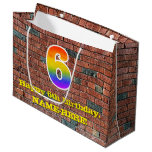 [ Thumbnail: 6th Birthday: Fun, Graffiti-Inspired Rainbow # 6 Gift Bag ]