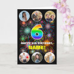 [ Thumbnail: 6th Birthday: Fun Rainbow #, Custom Name & Photos Card ]