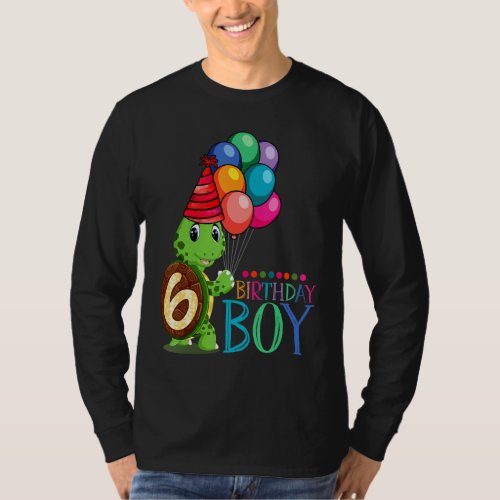 6th Birthday Gif Turtle 6 Year Old Boys kids T-Shirt