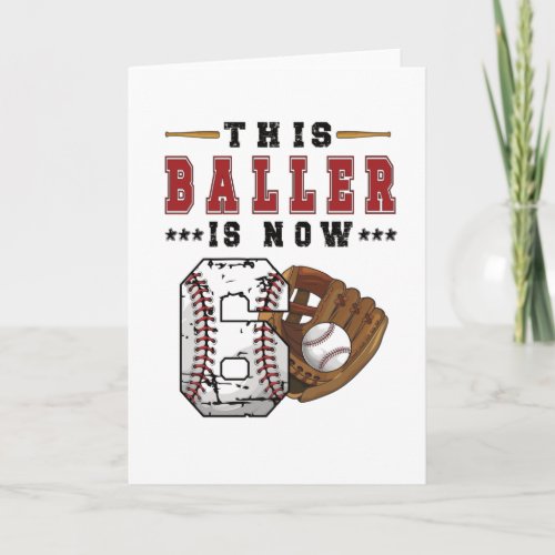 6th Birthday Gift Baseball Player 6 Year Old Boy Card