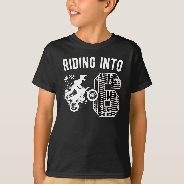 6th Birthday Gift Dirt Bike 6 Years Old Motocross T-Shirt (Front)