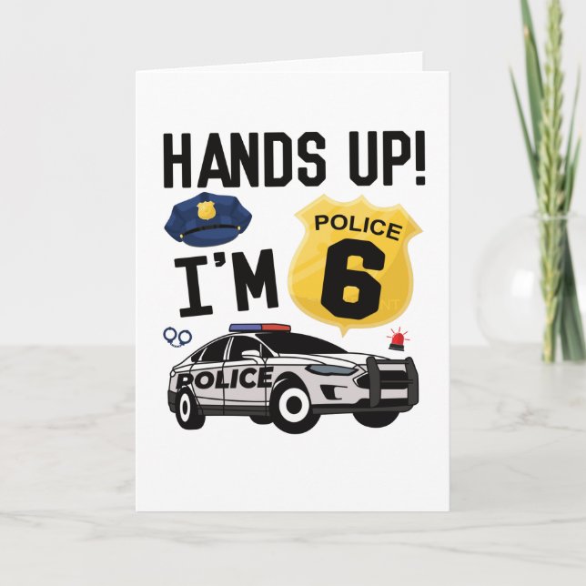 6th Birthday Gift Police Officer 6 Year Old Boy Card (Front)
