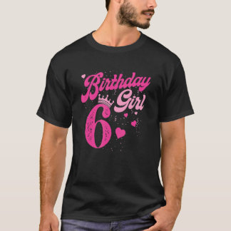 6th Birthday Girl Crown 6 Years Old Bday T-Shirt