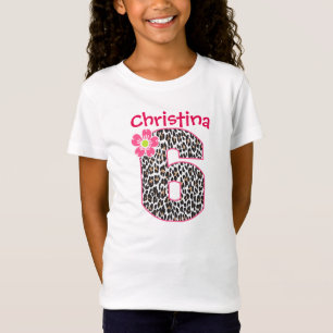 6th Birthday Girl Hot Pink & leopard print T-Shirt
