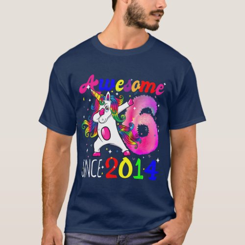 6th Birthday Girl Outfit Kid Dabbing Unicorn 6 T_Shirt