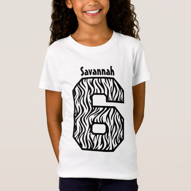 6th Birthday Girl Zebra Four Year Custom Name V07F T-Shirt (Front)