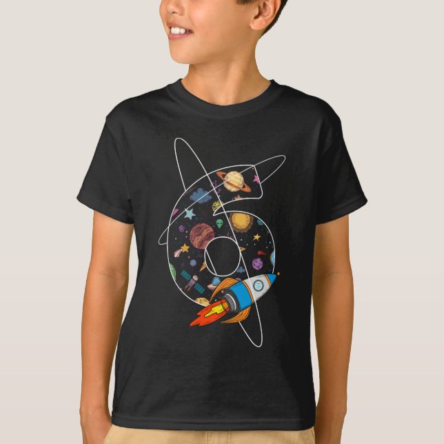 6th birthday girls boys Astronaut  6 years old T-Shirt (Front)