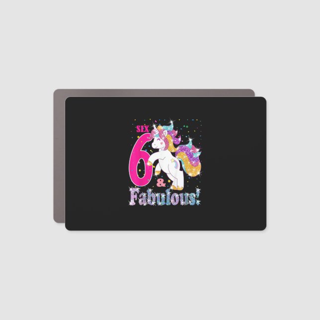 6th Birthday Girls Gift T-Shirt Car Magnet (Front)