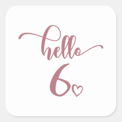 6th Birthday Girls Hello Six Cute 6 Years Old Kids Square Sticker