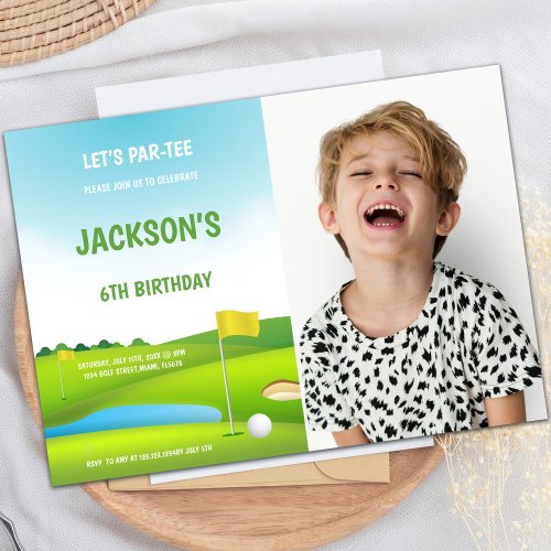 6th Birthday Golf Invitations with photo