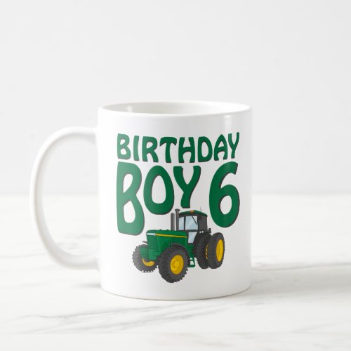 6th Birthday Green Farm Tractor Six 6 Year Old  Coffee Mug