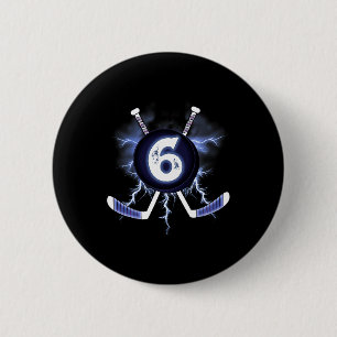 6th Birthday - Ice Hockey sport 6 years old  Button