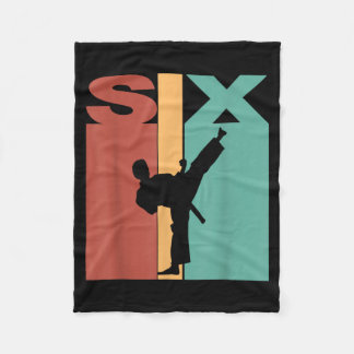 6th Birthday Karate Taekwondo Theme 6 Year Old Fleece Blanket