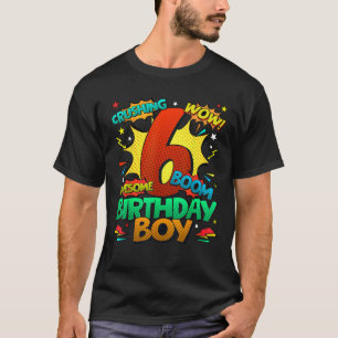 6th Birthday Kids Comic Style Kids Boys 6 Year Old T-Shirt