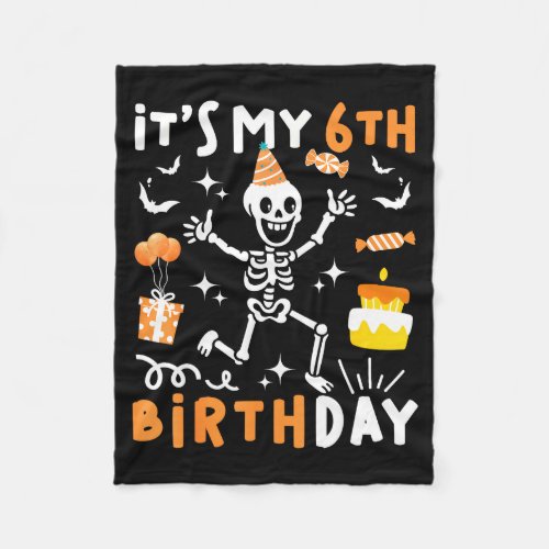 6th birthday kids funny skeleton 6th birthday fleece blanket