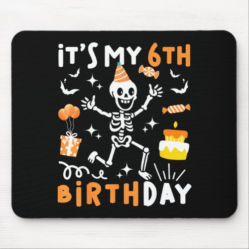 6th birthday kids funny skeleton 6th birthday mouse pad