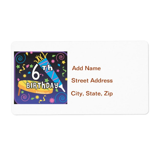 6th Birthday Label (Front)