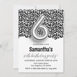 6th Birthday Leopard Animal Print Invitation