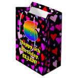 [ Thumbnail: 6th Birthday: Loving Hearts Pattern, Rainbow # 6 Gift Bag ]