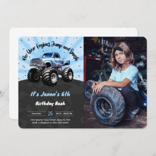 6th Birthday Monster Truck Photo Invitation