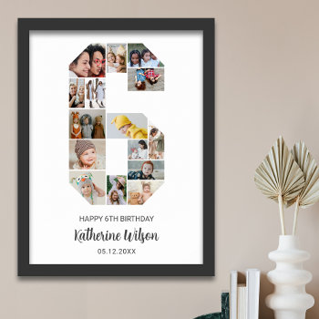 6th Birthday Number 6 Photo Collage Custom Picture Poster by raindwops at Zazzle