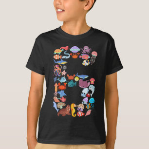 6th Birthday Ocean Sea Animals Theme 6 Year Old  T-Shirt