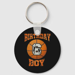 6th Birthday Outfit Boy Basketball Six 6 Year Old Keychain
