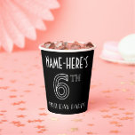 [ Thumbnail: 6th Birthday Party: Art Deco Style + Custom Name Paper Cups ]