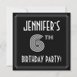 [ Thumbnail: 6th Birthday Party: Art Deco Style W/ Custom Name Invitation ]