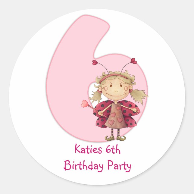 6th birthday party customizable sticker - cute (Front)