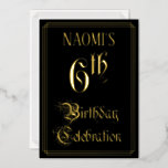 [ Thumbnail: 6th Birthday Party — Fancy Script & Custom Name Invitation ]