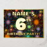 [ Thumbnail: 6th Birthday Party — Fun, Colorful Fireworks Look Invitation ]