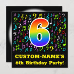 [ Thumbnail: 6th Birthday Party: Fun Music Symbols, Rainbow 6 Invitation ]