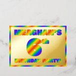 [ Thumbnail: 6th Birthday Party — Fun, Rainbow Spectrum “6” Invitation ]