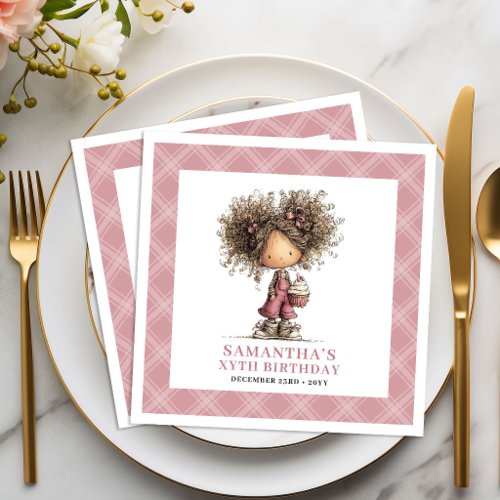 6th Birthday Party Quirky Funny Whimsical Girl Paper Dinner Napkins