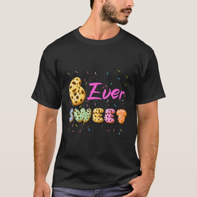 6Th Birthday Party Sweet Girl Donut 6 Year Old Fun T-Shirt (Front)