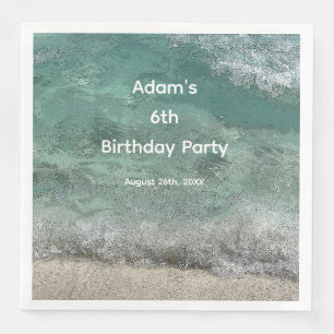 6th Birthday Party Water Abstract Custom Name Age Paper Dinner Napkins