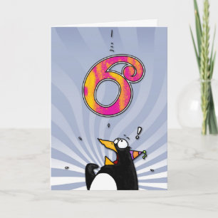 6th Birthday - Penguin Surprise Card