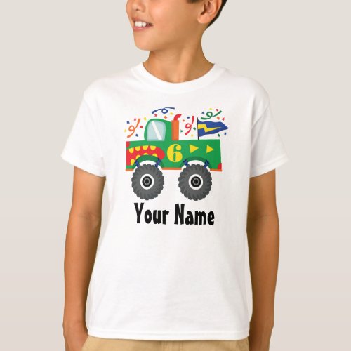 6th Birthday Personalized Monster Truck Tee