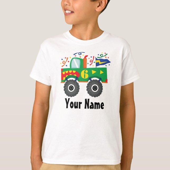 6th Birthday Personalized Monster Truck Tee (Front)