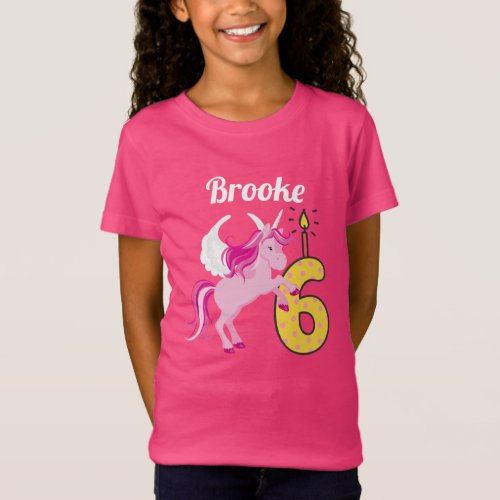 6th Birthday Personalized Name Unicorn Shirt