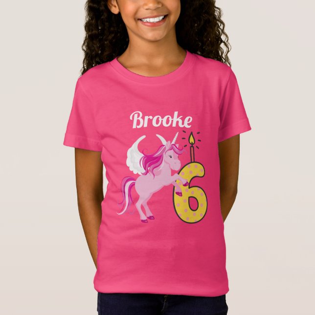 6th Birthday Personalized Name Unicorn Shirt (Front)